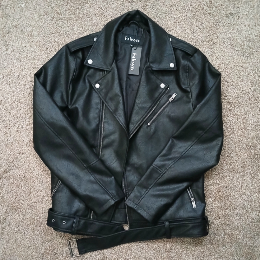 Pleather biker jacket szM